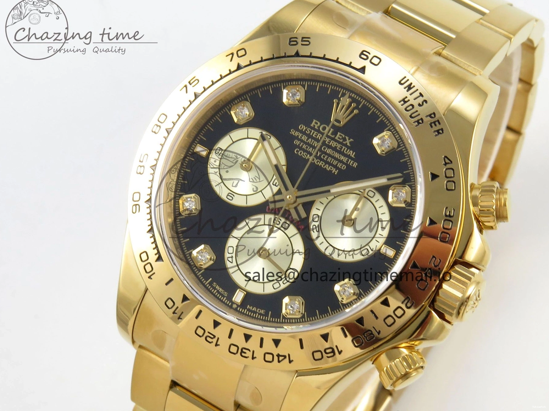 Clone Dial 1:1 YG Edition Daytona Bracelet Super Black Best DD4131 Diamonds YG 126508 on YG Clean 0307